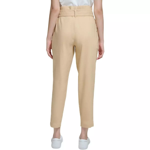 Calvin Klein Khaki Linen Cropped Pants - Size 16 - Women's Trousers - Image 2