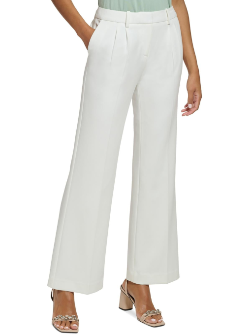 Calvin Klein White Wide Leg Pants Petite 14P - Women's Trousers