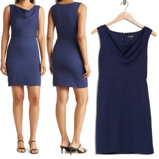 Sam Edelman Navy Cowl Neck Dress Size 6 - Cocktail Dress