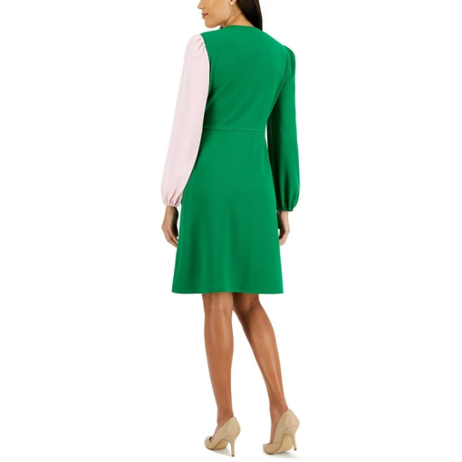 Kasper Colorblock Wrap Dress - Green/Pink XL - Women's Dresses - Image 2