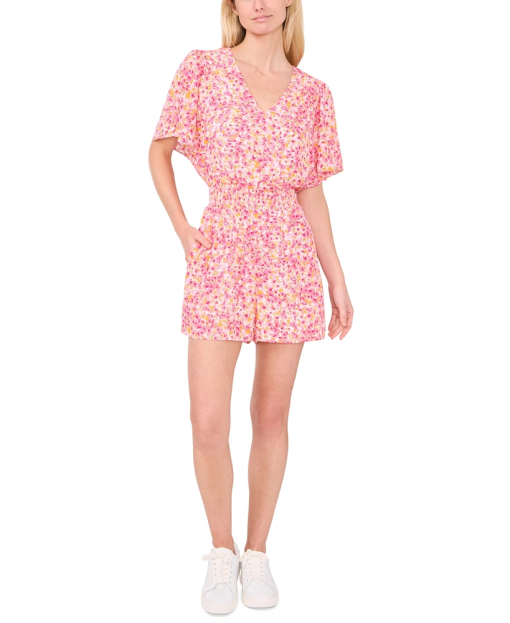 CeCe Floral Romper - Pink, Size S - Women's Jumpsuit