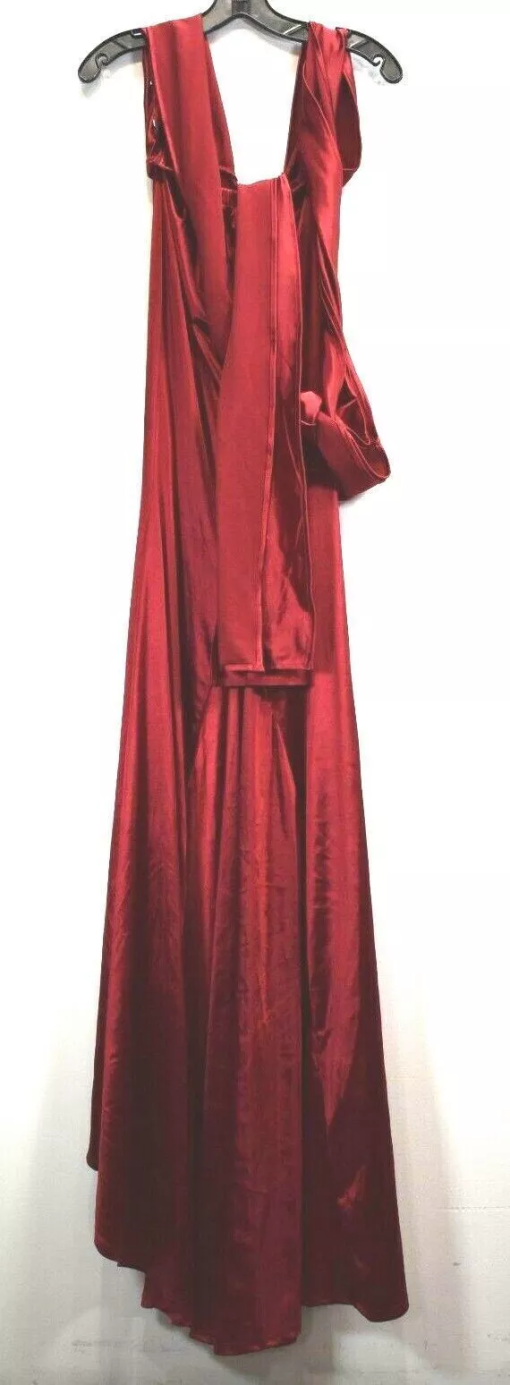 Miss Ord Red Satin Maxi Dress - Size L - Formal Gown - Image 2