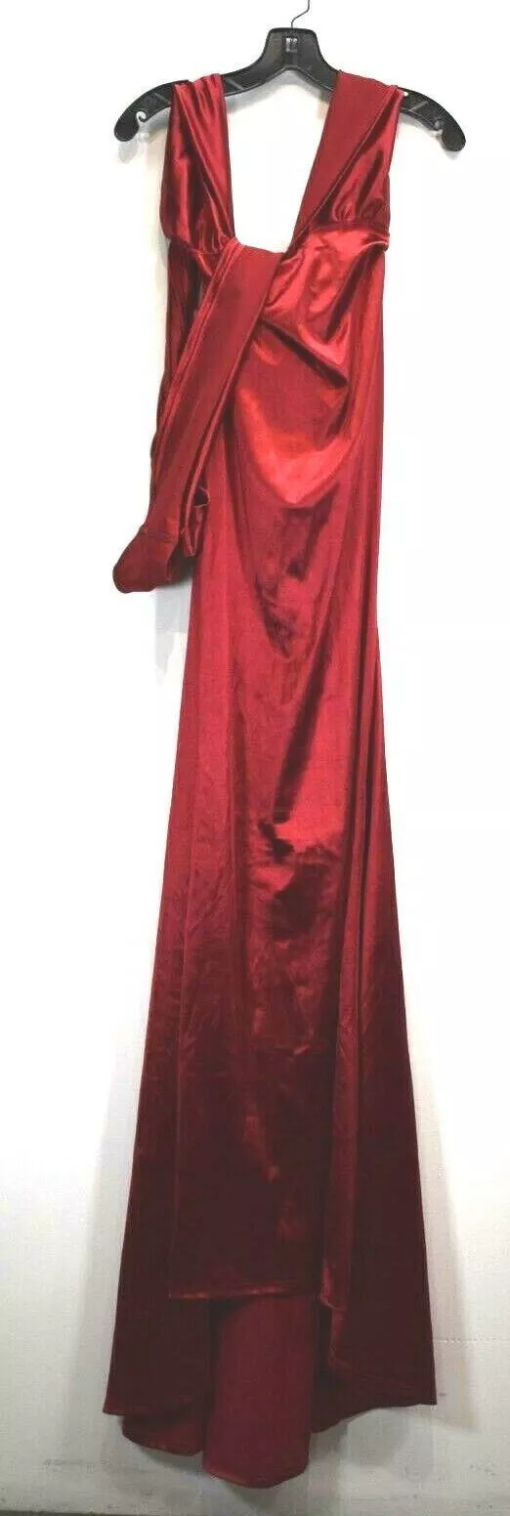 Miss Ord Red Satin Maxi Dress - Size L - Formal Gown