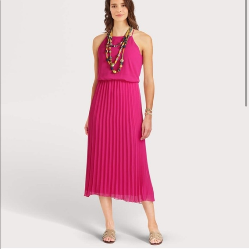 Sam Edelman Pink Pleated Midi Dress Size 4 - Party Dress