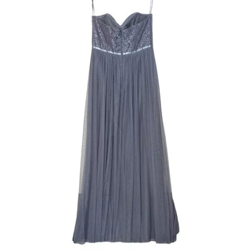 Strapless Gray Maxi Dress - Size S - Formal Gown - Image 2