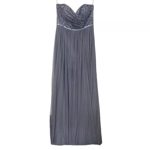 Strapless Gray Maxi Dress - Size S - Formal Gown