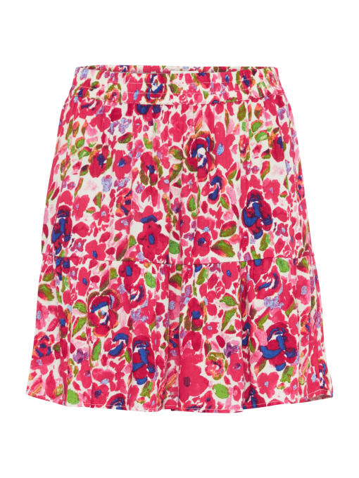 ICHI Floral Print Mini Skirt - Red, Size S - Women's Skirts