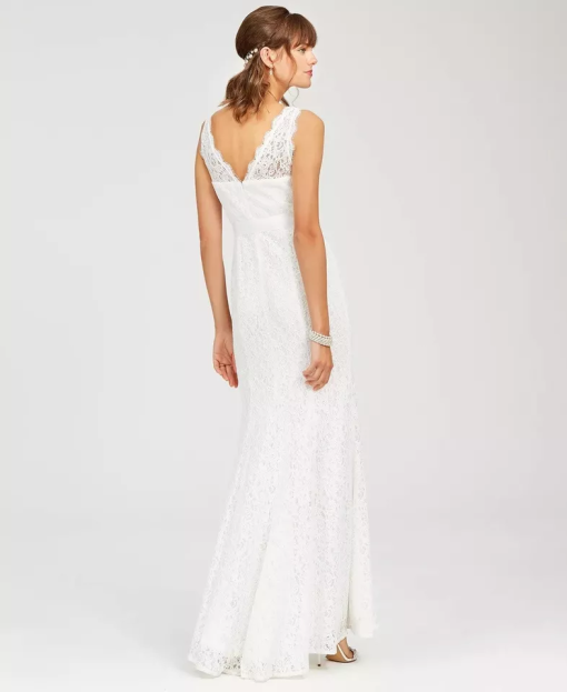 Adrianna Papell White Lace Gown Size 4 - Wedding Dress - Image 2