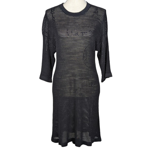 Minnie Rose Black Knit Dress M/L - Women's Midi Dress