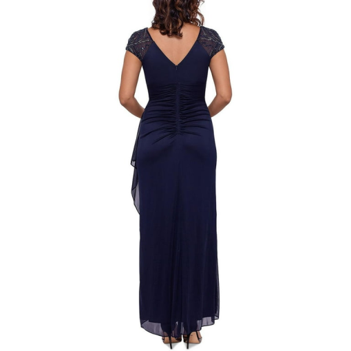 Xscape Navy Blue Lace Sleeve Formal Gown - Size 4 - Image 2