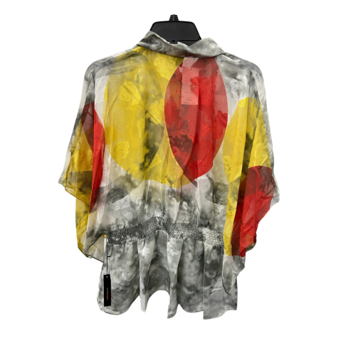 BCBG Maxazria Abstract Print Blouse Large Silk Top - Image 2