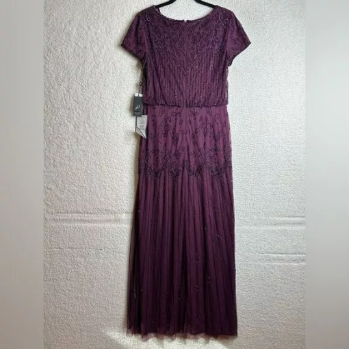 Adrianna Papell Purple Beaded Gown Size 6P | Formal Dress - Image 2