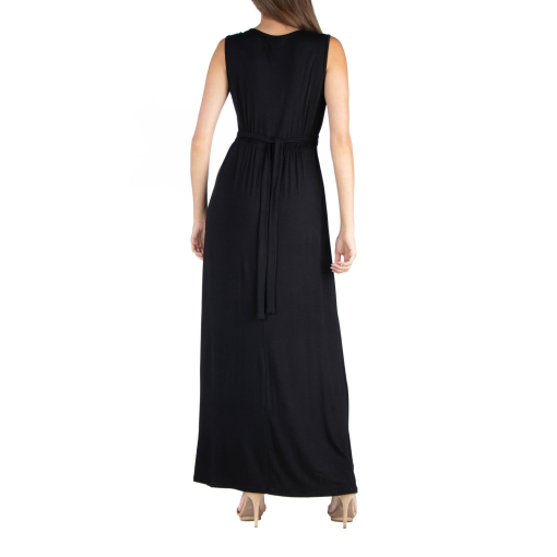 24seven Black Maxi Dress, L, V-Neck Sleeveless Dress, Women's Clothing - Image 2