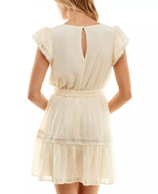 SPEECHLESS Ivory Flutter Sleeve Dress - Juniors XS - Party Dress - Image 2