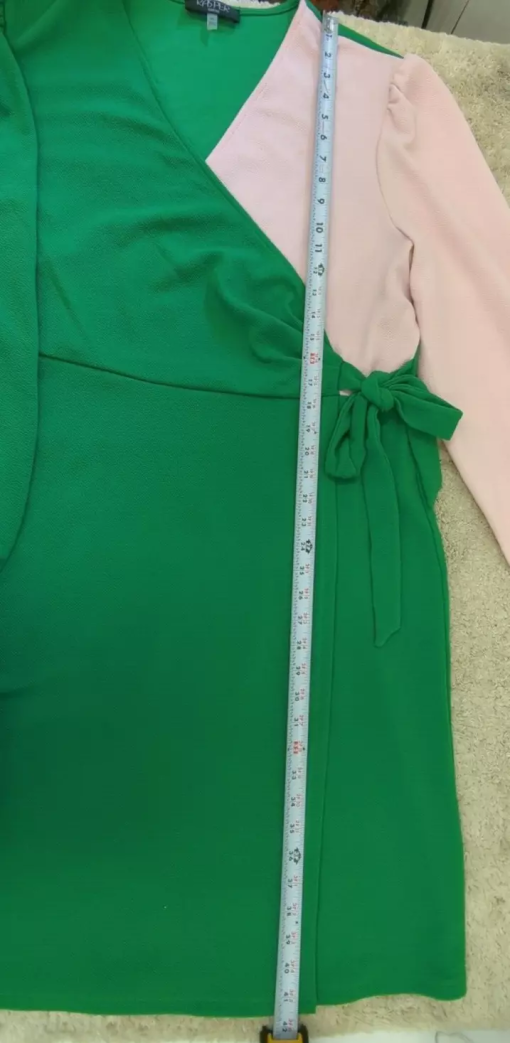 Kasper Plus Size Green & Pink Wrap Dress - Midi Dresses - Image 2