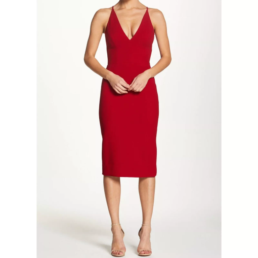 Dress The Population Lyla Red Midi Dress - Garnet XS - Cocktail Dress