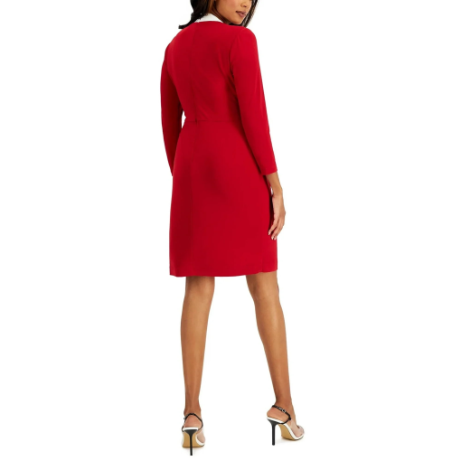 Kasper Red & White Colorblock Midi Dress - XXL - Work Dress - Image 2