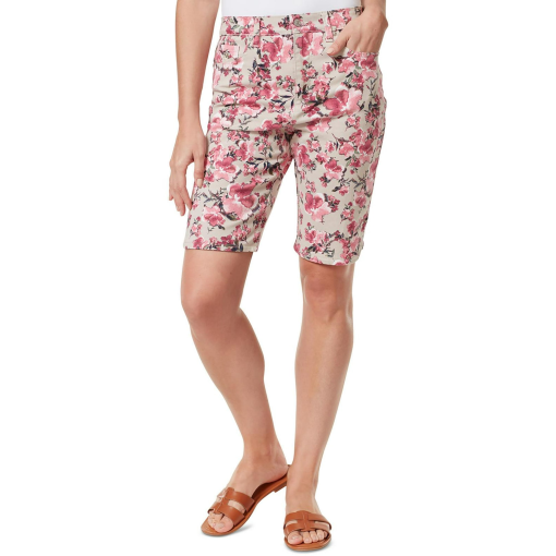 Gloria Vanderbilt Floral Bermuda Shorts - Pink, Size 6 - Women's Bottoms