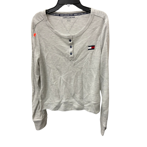 Tommy Hilfiger Gray Waffle Henley Shirt S - Women's Top