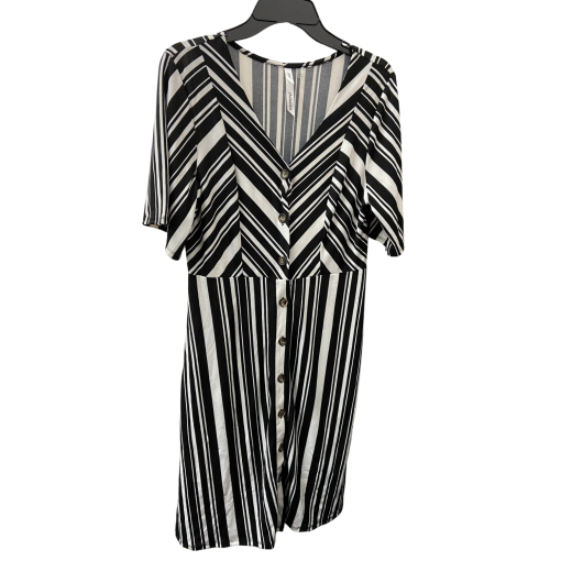 NY Collection Black & White Striped Midi Dress - Size M - Women's Dresses