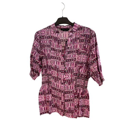 BCBGMAXAZRIA Purple Print Blouse Size L - Women's Top