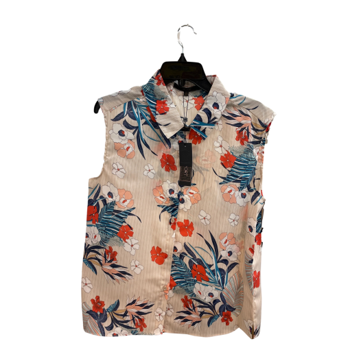 OR2 Floral Sleeveless Button-Up Shirt Beige M - Women's Tops