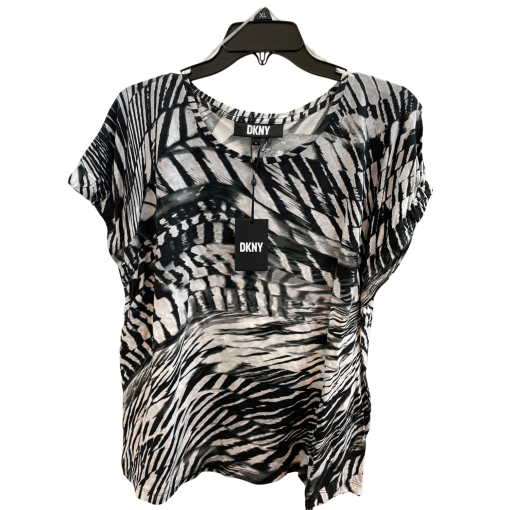 DKNY XL Black & White Print Top - Women's Blouse