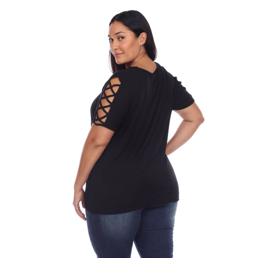 White Mark Plus Size Black Keyhole Top - 2X - Women's Shirts - Image 2