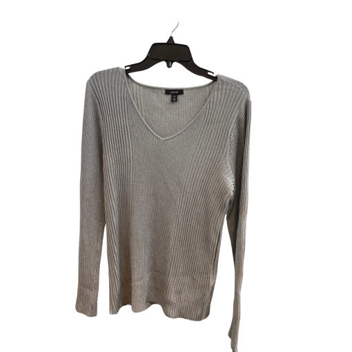 Alfani Gray Ribbed V-Neck Sweater - Size M - Women's Top