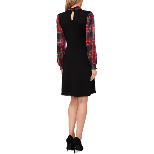 CeCe Black Plaid Sleeve Dress XS - Women's Cocktail Dress - Image 2