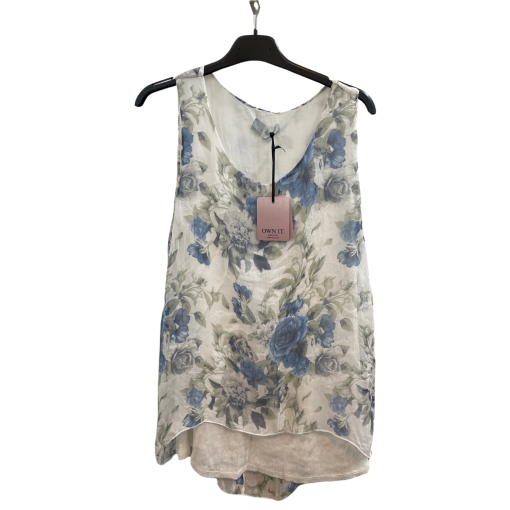 OWN IT Floral Tank Top, Blue, No Size, Women's Blouse