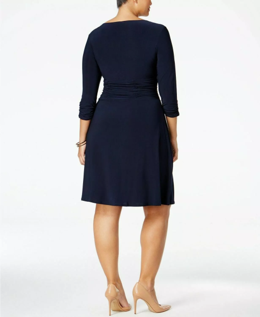 NY Collection Plus Navy Ruched Dress Plus Size 1X - Women's Dresses - Image 2