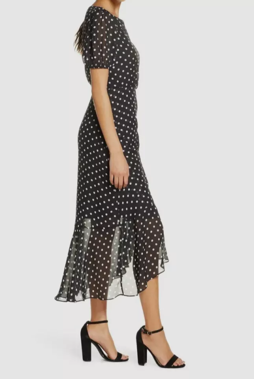 Julia Jordan Black Polka Dot Midi Dress - Size 4 - Party Dress - Image 3