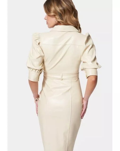 Bebe Cream Faux Leather Midi Dress - Size M - Women's Dresses - Image 2