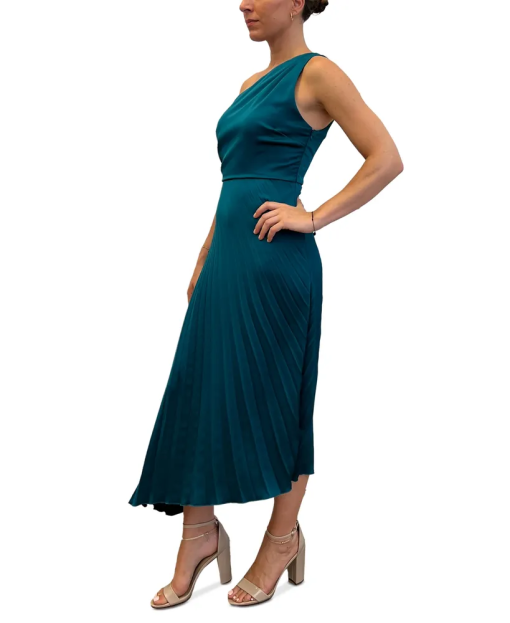 Sam Edelman Emerald One Shoulder Pleated Midi Dress Size 6 - Formal Dress - Image 3