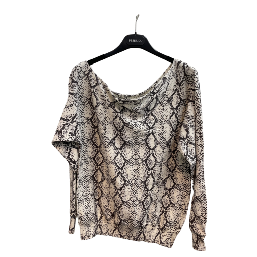 PESERICO Snake Print Sweater - Ivory/Black - XS - Women's Top