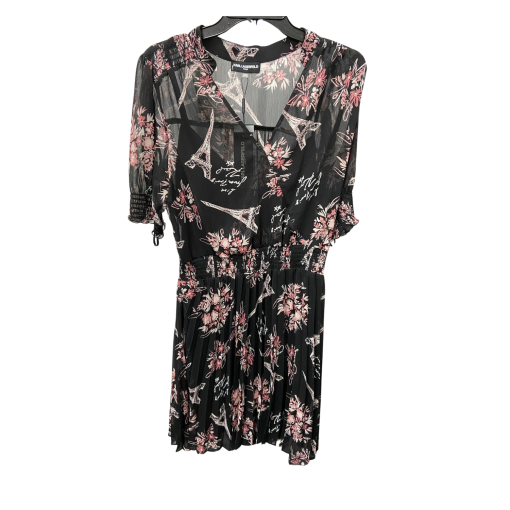 Karl Lagerfeld Black Floral Dress Size 10 - Midi Dress