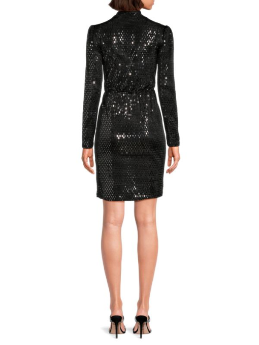 Nicole Miller Black Sequin Mini Dress Size 14 - Party Dress - Image 2