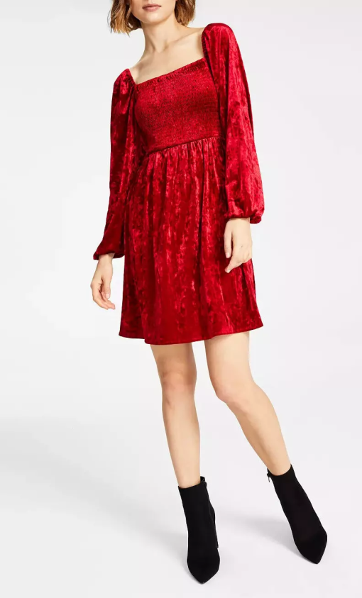 Bar III Red Velvet Mini Dress - Size L - Women's Party Dress