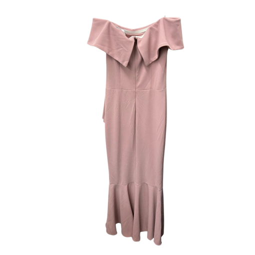 AdamWomens Dusty Rose Off Shoulder Ruffle Gown - Size 8 - Evening Dress - Image 2