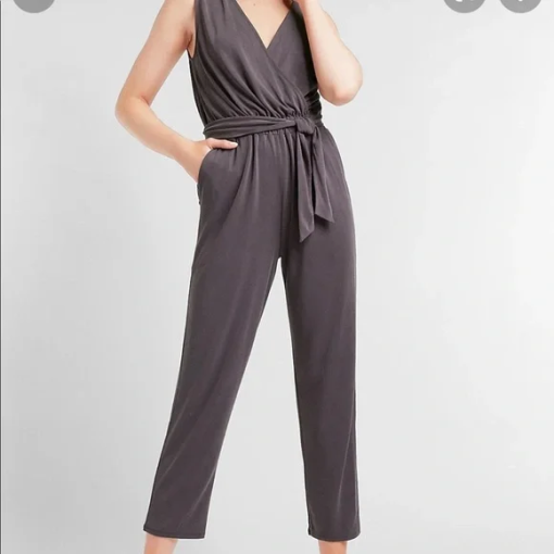 Black Tape Slate Grey Jumpsuit Plus Size 3X - Women's Jumpsuits