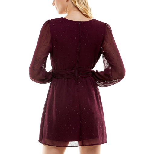 Speechless Burgundy Chiffon Wrap Dress - L - Party Dress - Image 2