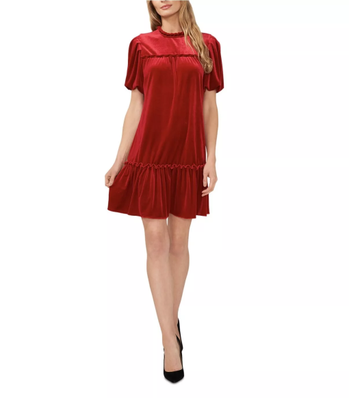 CeCe Red Velvet Mini Dress - Size M - Party Dress