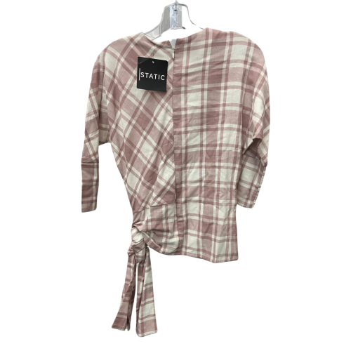 Static Plaid Tie-Front Blouse - Mauve XS - Women's Tops - Image 2