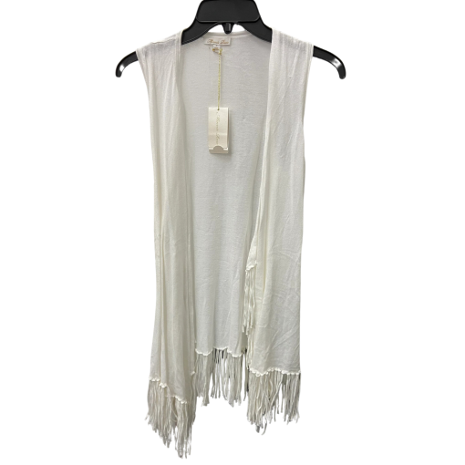 Minnierose White Fringe Vest Small - Women's Cardigan