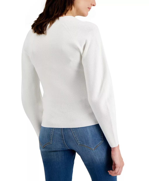 I.N.C. White Ribbed Square Neck Sweater - Women's Top - Size M - Image 2