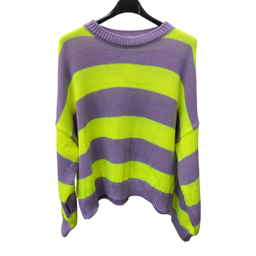 Purple Lime Striped Sweater -  - Women's Knitwear