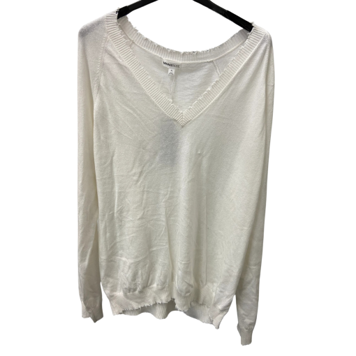 Minnierose White XL V-Neck Sweater - Women's Knitwear