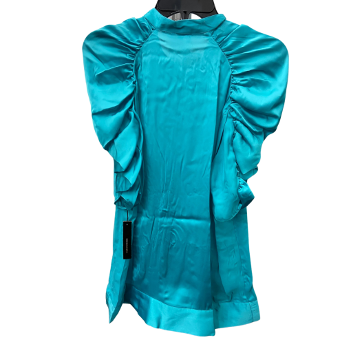 BCBG Maxazria Teal Satin Zip-Up Top XL - Women's Blouse - Image 2