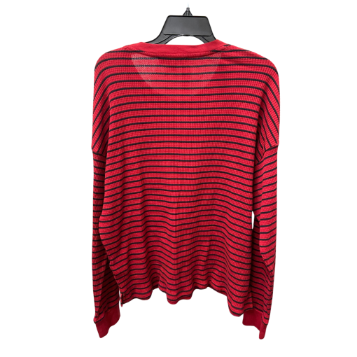 Tommy Hilfiger Red Striped Henley Shirt - Large - Long Sleeve - Image 2